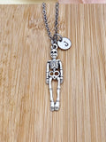 Silver Human Skeleton Charm Necklace, Halloween Jewelry, Personalized Gift, N449E