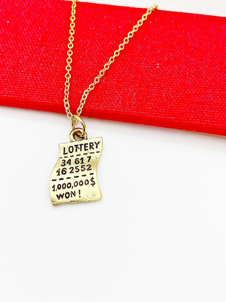 Lottery Ticket Necklace, Lucky Ticket Gift, Valentine Gift, Birthday Gift, Good Luck Gift, N5137