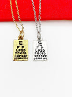 Eye Chart Necklace, Gold or Silver Necklace, Birthday Gift, Good Luck Charm Gifts, N403-A