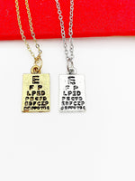 Eye Chart Necklace, Gold or Silver Necklace, Birthday Gift, Good Luck Charm Gifts, N403-A