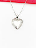 Stainless Steel Heart Locket Pendant Necklace, Love Necklace, Keepsake Photo Frame Charm, Personalized Customized, N5128A