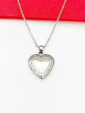 Stainless Steel Heart Locket Pendant Necklace, Love Necklace, Keepsake Photo Frame Charm, Personalized Customized, N5128A