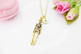 Gold Skeleton Necklace, Halloween Gift, Personized Gift, N449G