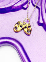 Gold Theater Necklace, Drama Necklace, Drama Comedy Charm, Drama Club Gift, N4893A