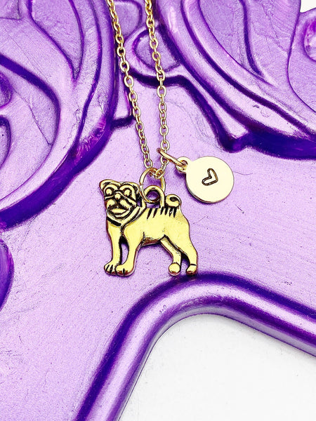Gold Pug Dog Necklace, N483-A