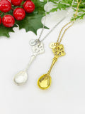 Gold Tableware Necklace, Silver Kitchen Utensil Spoon Necklace, N5145