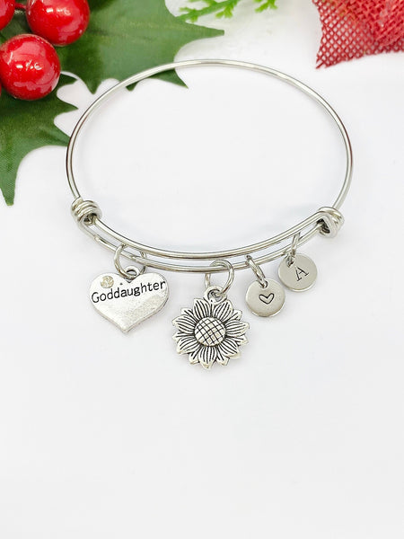 Goddaughter Bracelet or Necklace, Sunflower, Goddaughter Gift, Personalized Gift, N969