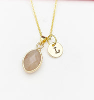 Strawberry Quartz Necklace, Natural Gemstone Strawberry Quartz Teardrop Charm, Personized Gift, N4987-A