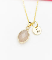 Strawberry Quartz Necklace, Natural Gemstone Strawberry Quartz Teardrop Charm, Personized Gift, N4987-A