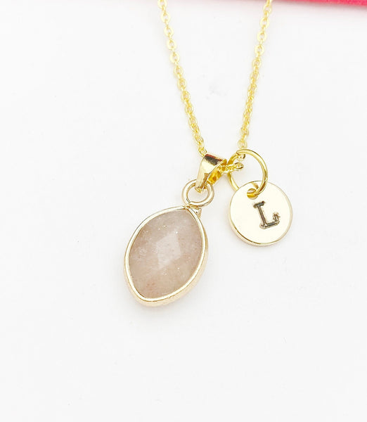 Strawberry Quartz Necklace, Natural Gemstone Strawberry Quartz Teardrop Charm, Personized Gift, N4987-A