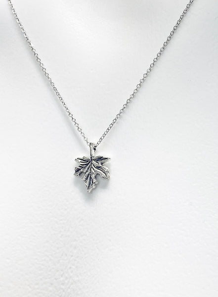 Silver Maple Leaf Necklace, Autumm Fall Gift, N727C