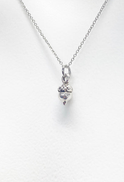 Silver Acorn Necklace, Autumm Fall Gift, N727B