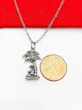 Man Under Coconut Tree Necklace, Silver Necklace, Birthday Gift, Good Luck Charm Gifts, AN201