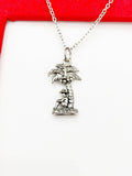 Man Under Coconut Tree Necklace, Silver Necklace, Birthday Gift, Good Luck Charm Gifts, AN201