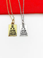 Eye Chart Necklace, Gold or Silver Necklace, Birthday Gift, Good Luck Charm Gifts, N403-A