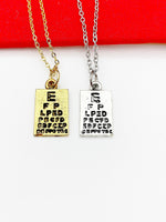 Eye Chart Necklace, Gold or Silver Necklace, Birthday Gift, Good Luck Charm Gifts, N403-A