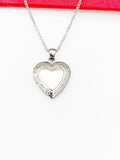Stainless Steel Heart Locket Pendant Necklace, Love Necklace, Keepsake Photo Frame Charm, Personalized Customized, N5128A