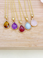 Natural Gemstone Necklace, Rose Quartz, Tiger Eye, Amethyst, Strawberry Quartz, Amazonite, Best Gift for Girlfriends, N4988-A