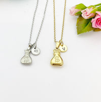 Gold Money Bag Necklace, Luck Gift, Personalized Gifts, N5153-B