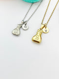 Gold Money Bag Necklace, Silver Money Bag Necklace, Luck Gift, Personalized Gifts, N5153