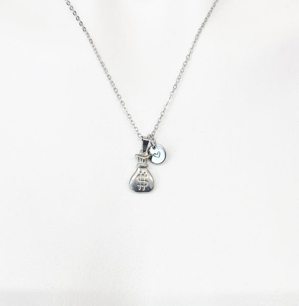 Silver Money Bag Necklace, Luck Gift, Personalized Gifts, N5153-A