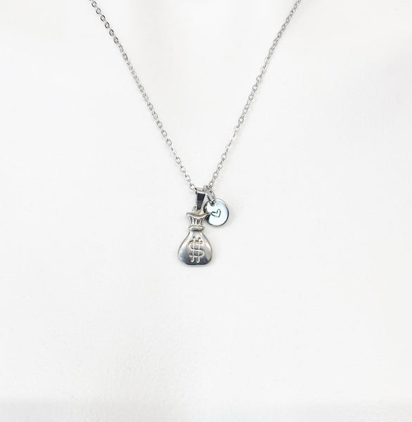 Silver Money Bag Necklace, Luck Gift, Personalized Gifts, N5153-A