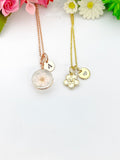 Rose Gold Cherry Blossom Necklace, Real Press Flower, Gold Sakura Necklace, Japanese Girlfriends Gift, N5158