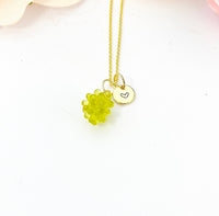 Grape Necklace, Gold Green Grape Necklace, Girlfriends Gift, N5159A