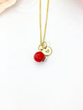 Lychee Necklace, Gold Red Lychee Litchi Fruit Necklace, Birthday Gift, N5166