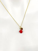 Lychee Necklace, Gold Red Lychee Litchi Fruit Necklace, Birthday Gift, N5166