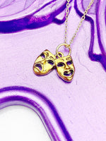 Gold Theater Necklace, Drama Necklace, Drama Comedy Charm, Drama Club Gift, N4893A