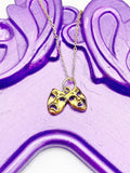 Gold Theater Necklace, Drama Necklace, Drama Comedy Charm, Drama Club Gift, N4893A