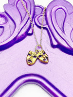 Gold Theater Necklace, Drama Necklace, Drama Comedy Charm, Drama Club Gift, N4893A