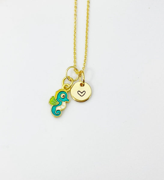 Seahorse Necklace, Gold Sea Horse Necklace, Ocean, Fish, Birthday Gift, N5169