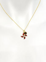 Pinwheel Necklace, Gold Beautiful Pinwheel Necklace, Red, Windmill Toy, Birthday Gift, N5171B