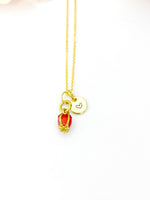 Tulip Necklace, Gold Beautiful Red Tulip Necklace Birthday Gifts, Personalized Gifts, N5172