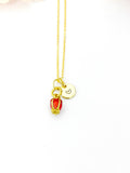 Tulip Necklace, Gold Beautiful Red Tulip Necklace Birthday Gifts, Personalized Gifts, N5172