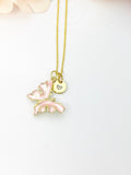 Butterfly Necklace, Gold Beautiful Pink Butterfly Necklace, Mom Gift, Birthday Gift, N5174