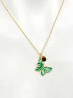 Butterfly Necklace, Gold Beautiful Green Butterfly Necklace, Mom Gift, Birthday Gift, N5174C