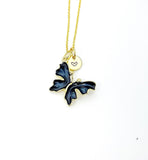 Butterfly Necklace, Gold Beautiful Black Butterfly Necklace, Mom Gift, Birthday Gift, N5174D