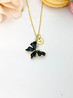 Butterfly Necklace, Gold Beautiful Black Butterfly Necklace, Mom Gift, Birthday Gift, N5174D