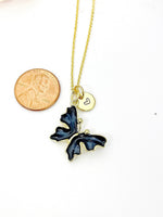 Butterfly Necklace, Gold Beautiful Black Butterfly Necklace, Mom Gift, Birthday Gift, N5174D