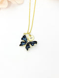 Butterfly Necklace, Gold Beautiful Black Butterfly Necklace, Mom Gift, Birthday Gift, N5174D