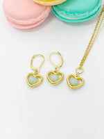 Jadeite Necklace, Jadeite Earrings, Heart Jade, Natural Jadeite, Gemstone Jewelry, N5177