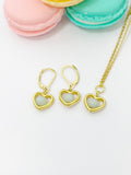 Jadeite Necklace, Jadeite Earrings, Heart Jade, Natural Jadeite, Gemstone Jewelry, N5177
