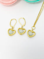 Jadeite Necklace, Jadeite Earrings, Heart Jade, Natural Jadeite, Gemstone Jewelry, N5177