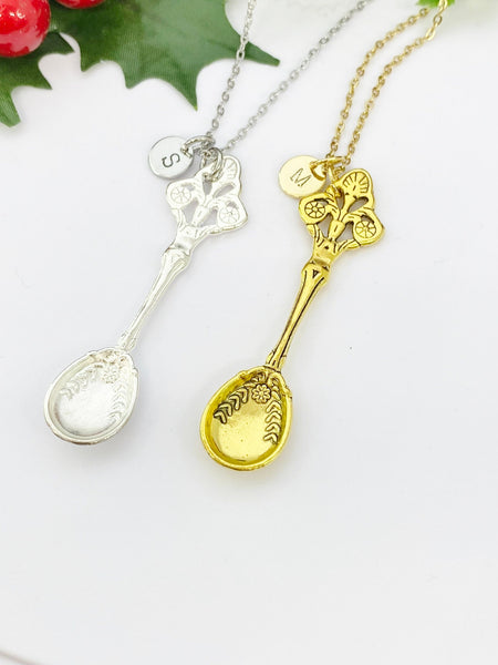 Gold Tableware Necklace, Silver Kitchen Utensil Spoon Necklace, N5145