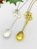 Gold Tableware Necklace, Silver Kitchen Utensil Spoon Necklace, N5145