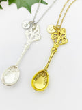 Gold Tableware Necklace, Silver Kitchen Utensil Spoon Necklace, N5145