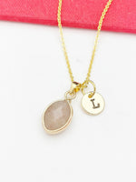 Strawberry Quartz Necklace, Natural Gemstone Strawberry Quartz Teardrop Charm, Personized Gift, N4987-A